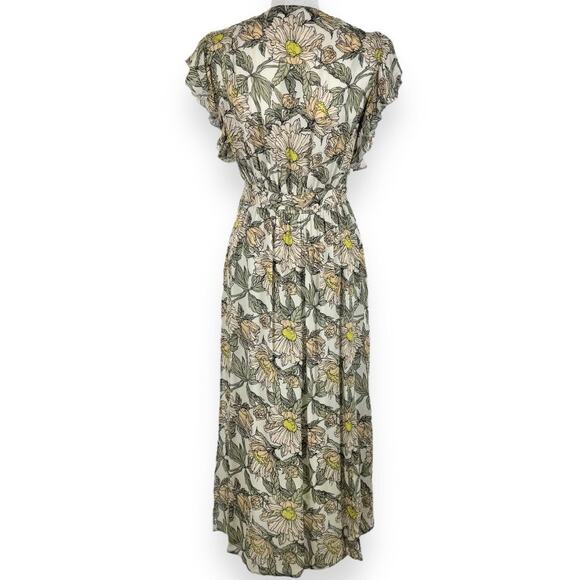 Anthropologie Blank London Dress Womens XS Gray Floral Flounce Maxi Wrap - Picture 6 of 14